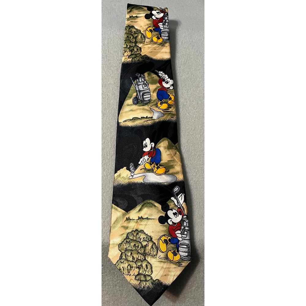 Vintage Mickey Unlimited Disney Golfing Mickey‎ Mouse Necktie Mens Tie